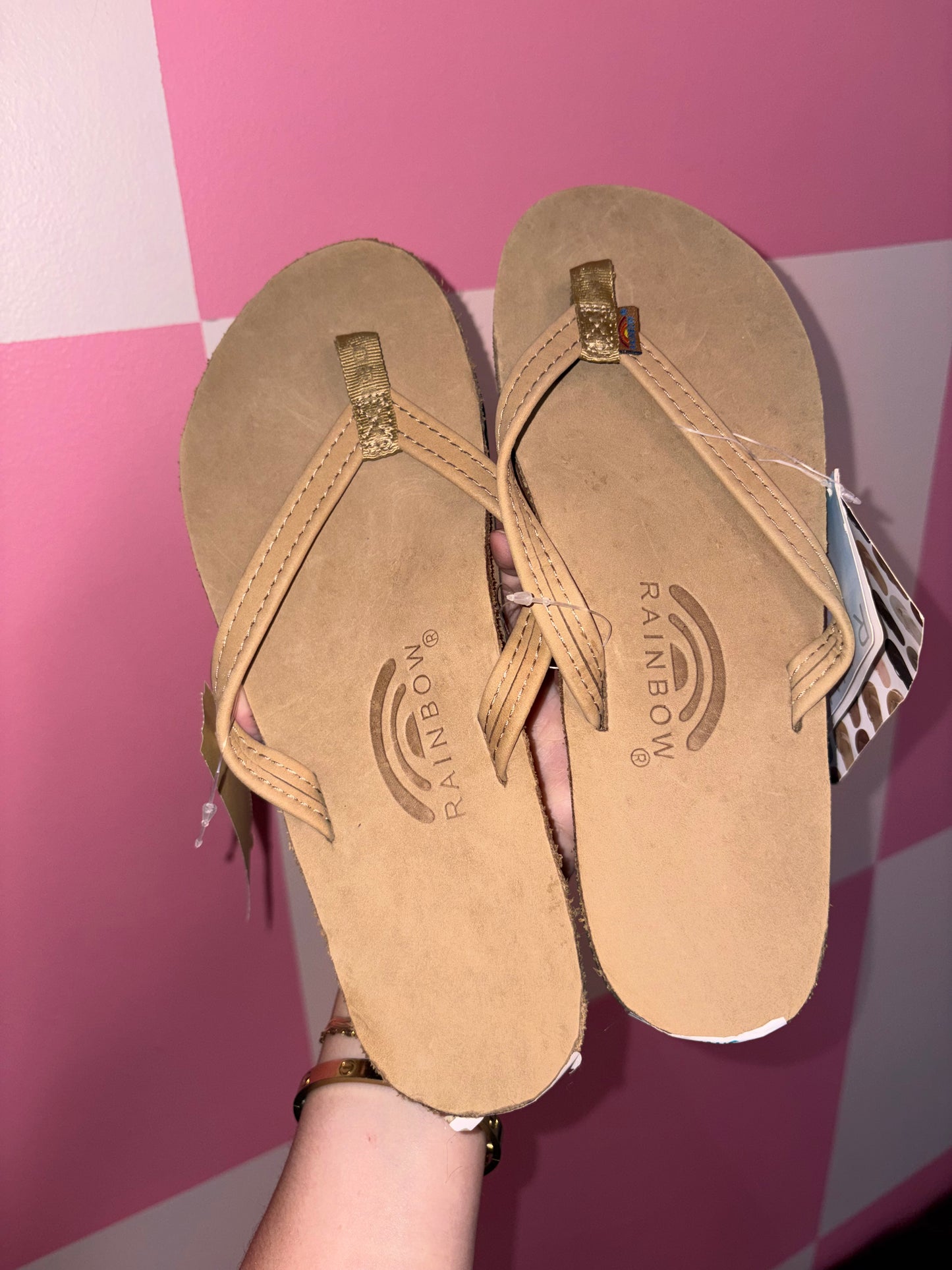 Rainbow flip flops - size 7.5-8.5