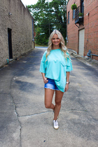 Bright teal oversized tee