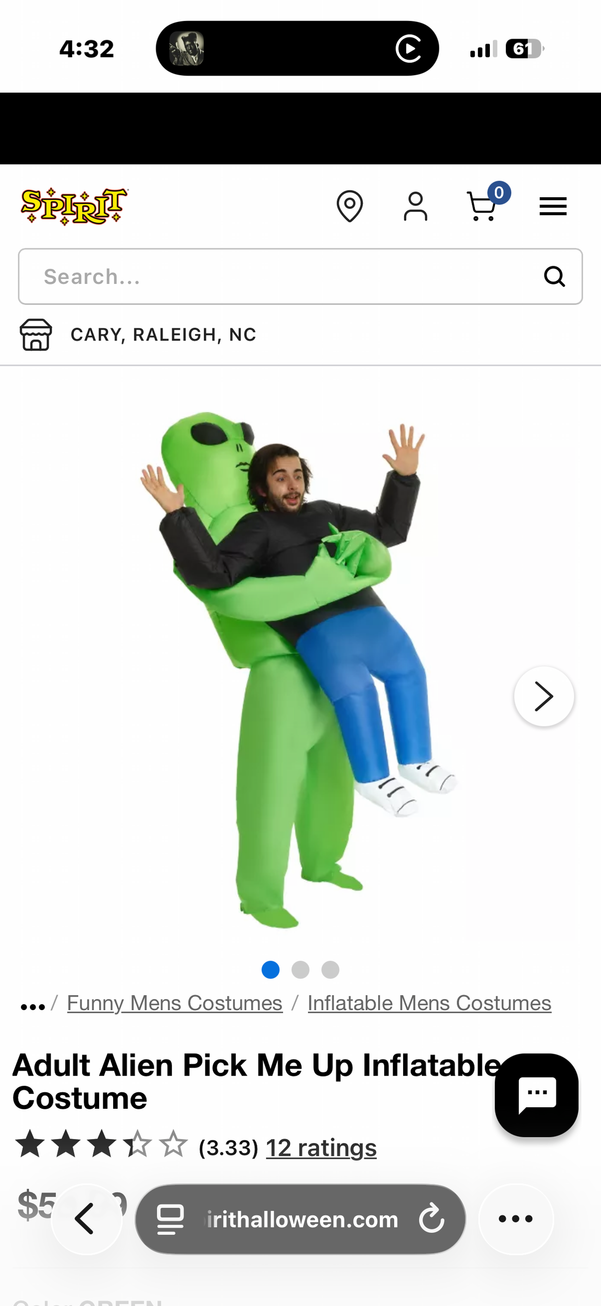 Adult alien inflatable costume