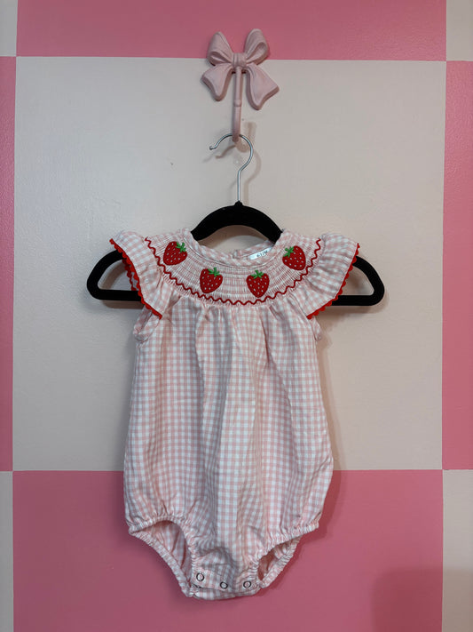 Strawberry onesie - 6-12m